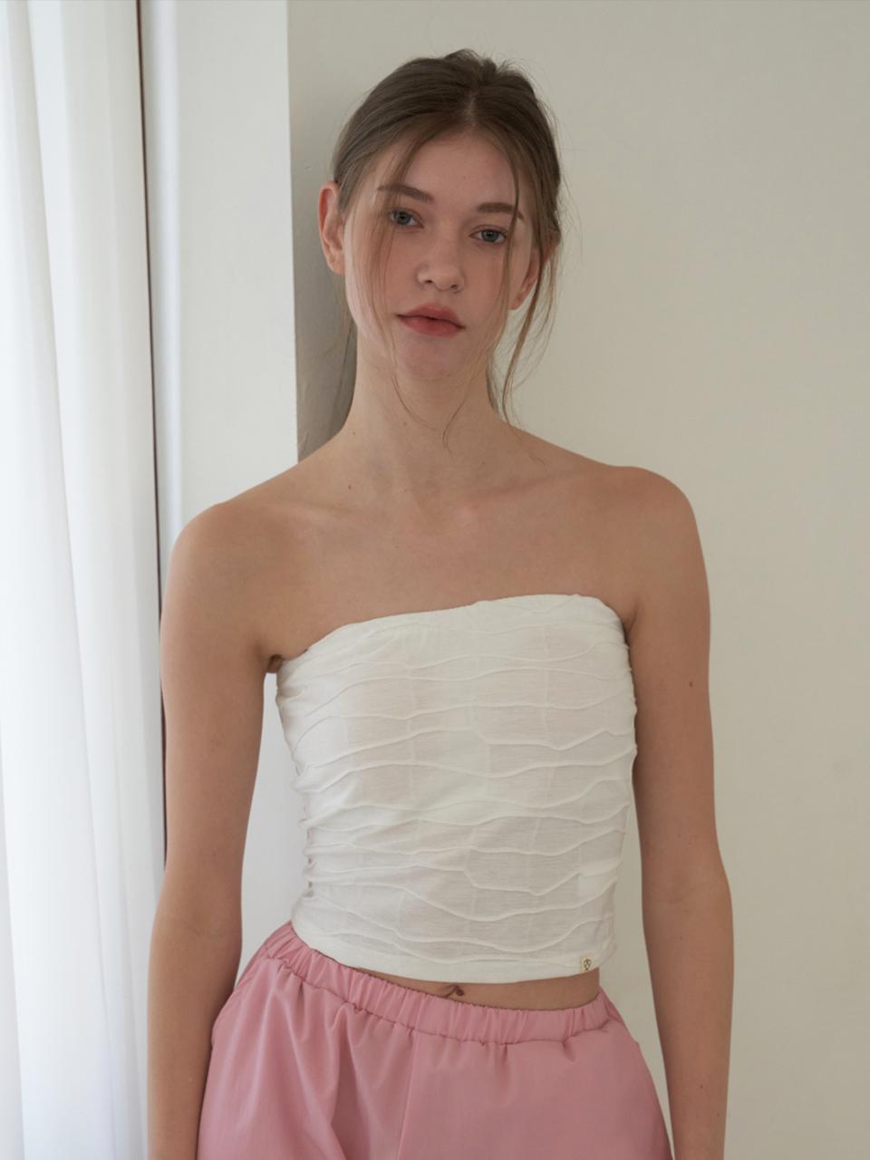 HAPPY YOGIS Jacquard Tube Top Yoga [White]