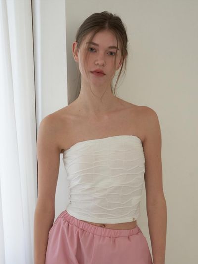 HAPPY YOGIS Jacquard Tube Top Yoga [White]