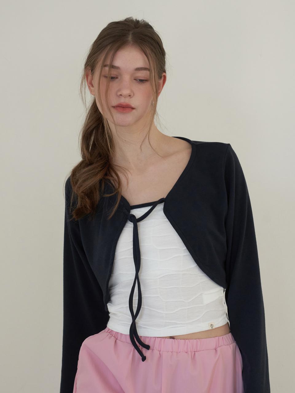 HAPPY YOGIS Round Ribbon Cardigan [Deep Navy]