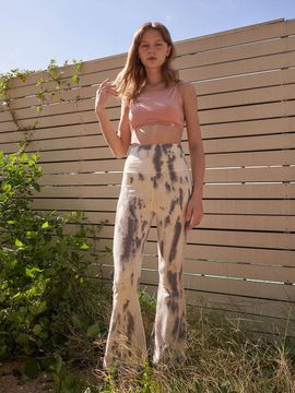 HAPPY YOGIS Slow Boots Cut Natural Dyed Yoga Pants [Natural Violet]
