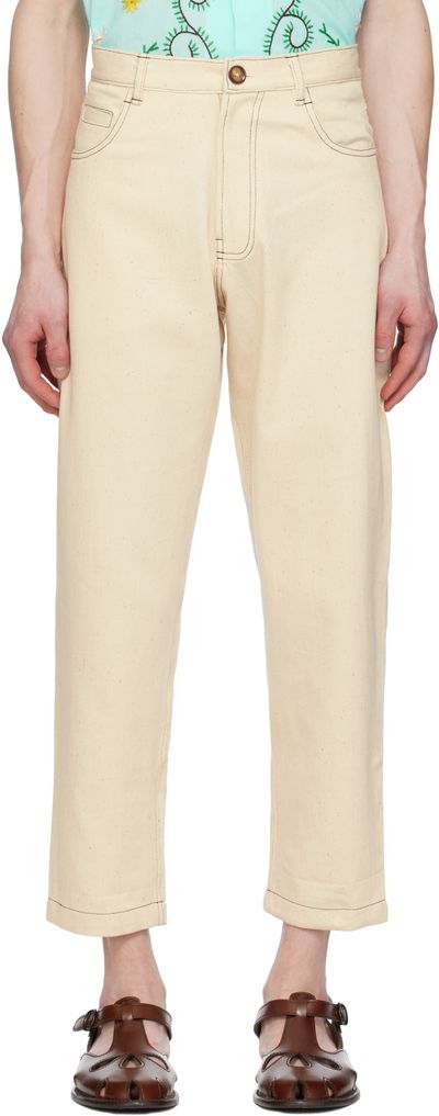 HARAGO HARAGO Off-White Double Stitch Trousers