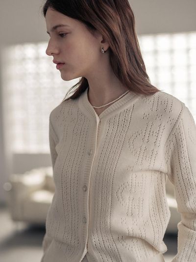 hardcore happiness Essential Symbol Punching Cardigan