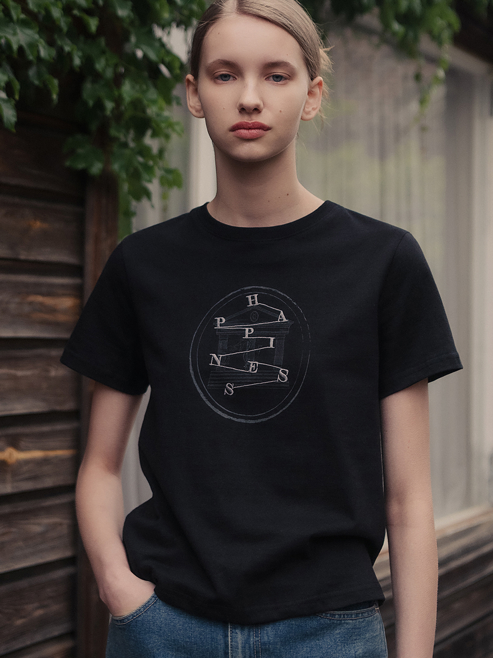 hardcore happiness H-S Column Regular T-shirt_Black