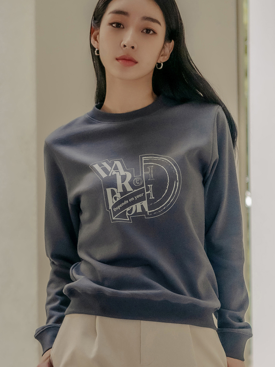hardcore happiness Half Symbol Logo Sweatshirt_Charcoal