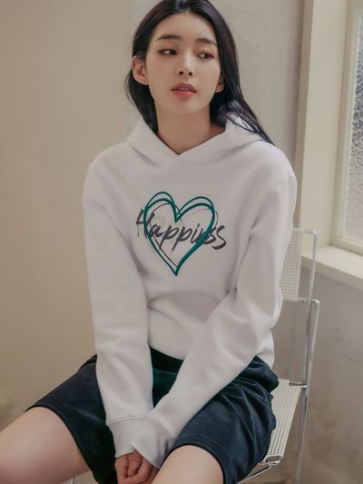 hardcore happiness Happiness Heart Hoodie_White
