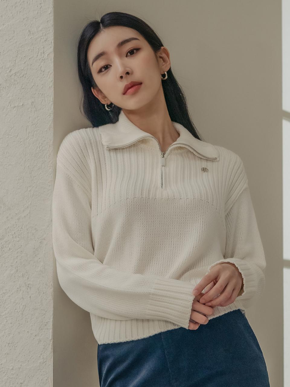 hardcore happiness Signature Half Zip Up Knit Top