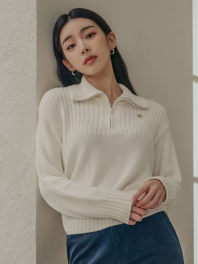 hardcore happiness Signature Half Zip Up Knit Top