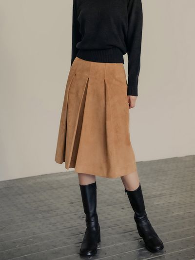 hardcore happiness Suede Pleated Skirt