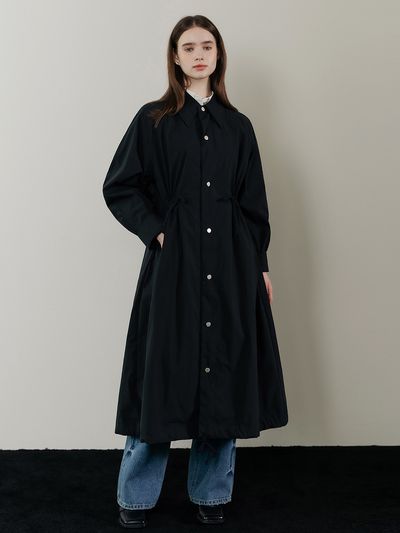 hardcore happiness Wave Oversized Classic Collar Coat_Black