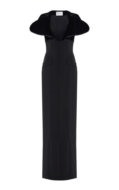 Harithand Harithand Capucine VelourTrimmed Crepe Gown