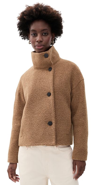 Harris Wharf London Harris Wharf London Cropped Funnel Boucle Jacket Teddy Brown