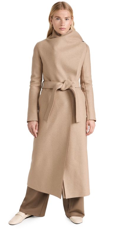 Harris Wharf London Harris Wharf London Long Volcano Coat Pressed Wool Tan 46