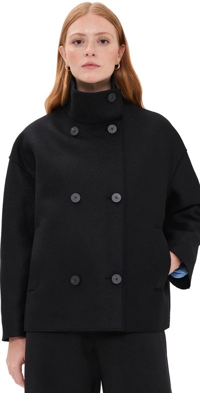 Harris Wharf London Harris Wharf London Oversized Pressed Wool Funnel Jacket Black