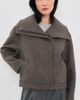 Harris Wharf London Harris Wharf London Wool Funnel Biker Jacket Brown Grey - 2