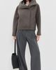 Harris Wharf London Harris Wharf London Wool Funnel Biker Jacket Brown Grey - 5