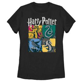 HARRY POTTER Women's Harry Potter Hogwarts Houses Vintage Collage Graphic T-Shirt