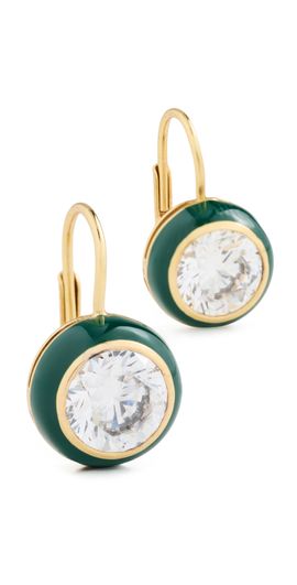 HART HART Enamel Bezel Drop Earrings Green One