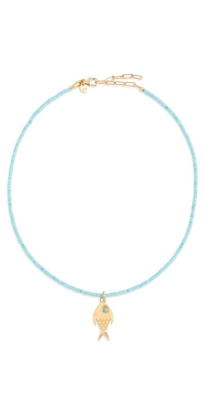 HART HART Teeny Gemstone Fish Charm Necklace Turquoise One