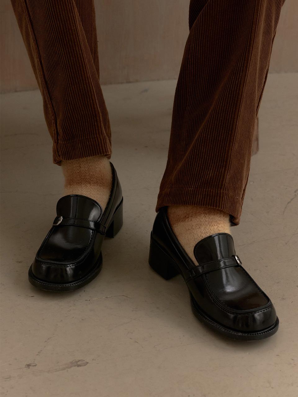 HARUTA Ring Strap Heel-up Round Square Toe Loafer [BLACK] (4711)