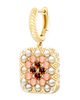 Harwell Godfrey Harwell Godfrey 18K Yellow Gold 1975 Multi Gemstone & Diamond Granny Squares Agnes Single Drop Huggie Hoop Earring - 2