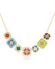 Harwell Godfrey Harwell Godfrey 18K Yellow Gold 1975 Multi Gemstone & Diamond Granny Squares Geraldine Pendant Necklace, 16-18 - 1