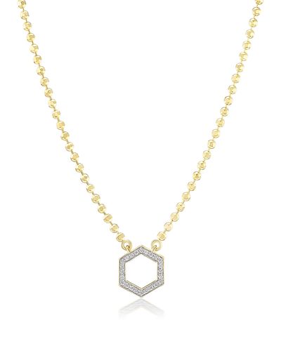 Harwell Godfrey Harwell Godfrey 18K Yellow Gold Core Collection Diamond Hexagon Foundation Ball Chain Pendant Necklace, 16-18