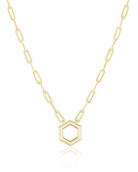 Harwell Godfrey Harwell Godfrey 18K Yellow Gold Core Collection Mini Hexagon Foundation Paperclip Chain Necklace, 16-18