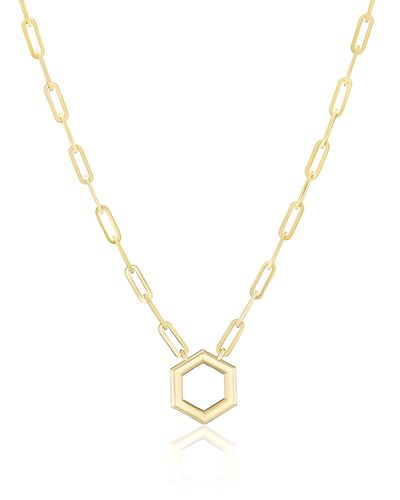 Harwell Godfrey Harwell Godfrey 18K Yellow Gold Core Collection Mini Hexagon Foundation Paperclip Chain Necklace, 16-18