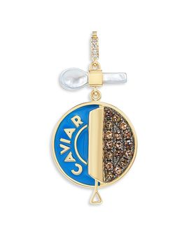 Harwell Godfrey Harwell Godfrey 18K Yellow Gold Favorite Things Diamond, Mother of Pearl, & Enamel Caviar & Spoon Pendant