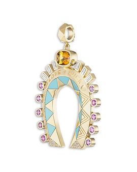 Harwell Godfrey Harwell Godfrey 18K Yellow Gold Horseshoe Multi Gemstone & Diamond Major Love & Luck Pendant