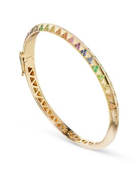 Harwell Godfrey Harwell Godfrey 18K Yellow Gold Knife Edge Multi Gemstone Bangle Bracelet