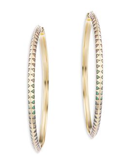Harwell Godfrey Harwell Godfrey 18K Yellow Gold Knife Edge Multi Gemstone Rainbow Talisman Large Hoop Earrings