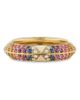 Harwell Godfrey Harwell Godfrey 18K Yellow Gold Knife Edge Rainbow Sapphire & Diamond Band - 1