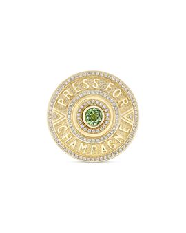 Harwell Godfrey Harwell Godfrey 18K Yellow Gold Press for Champagne Green Tourmaline & Diamond Button Ring