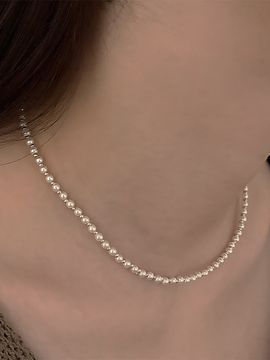 HAS Basic Pearl Silver Ball Necklace