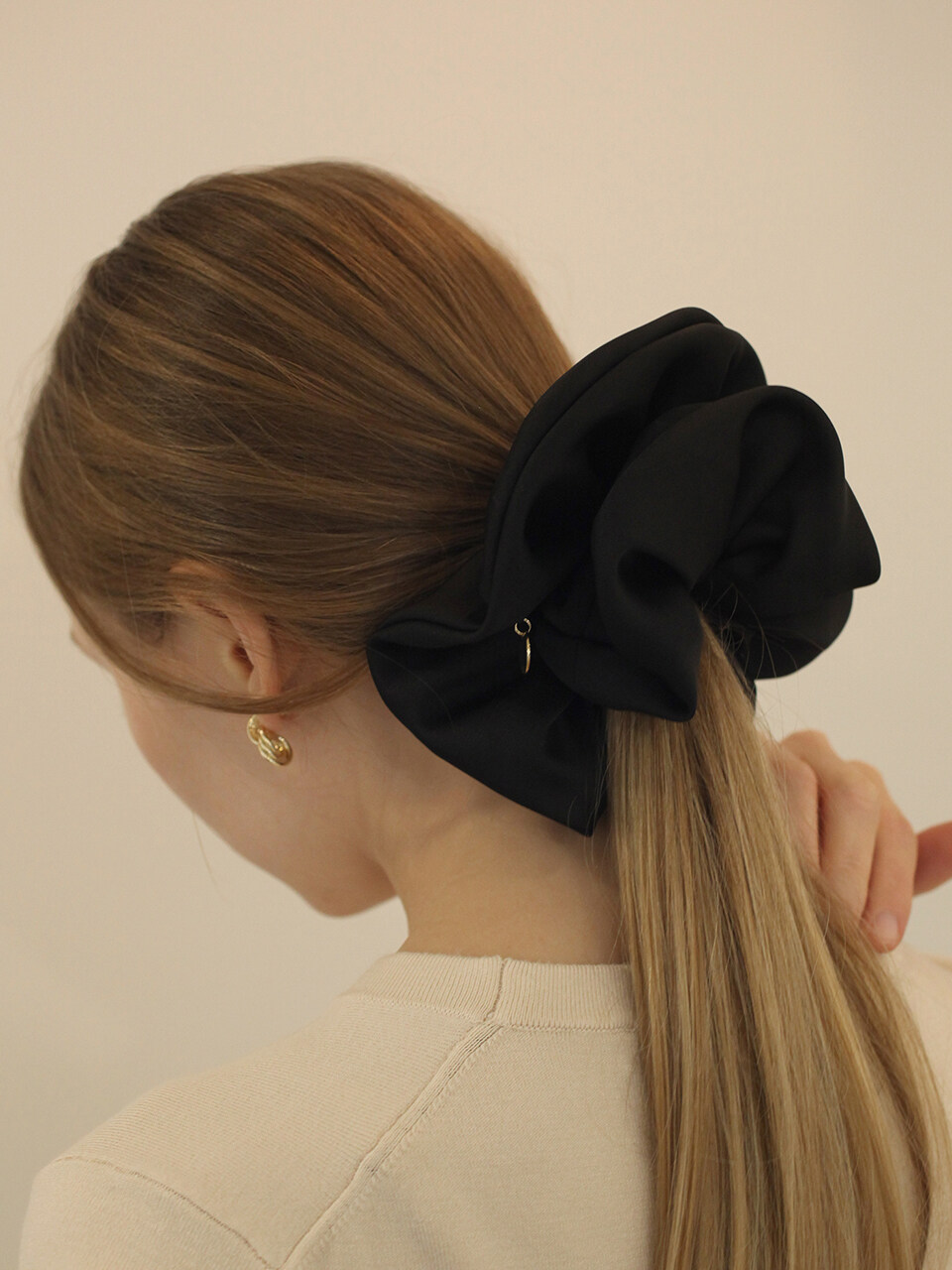 HAS Gold Pendant Silk Scrunchie