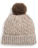 Hat Attack Hat Attack Alpine Cable Beanie With Pom Taupe One - 1