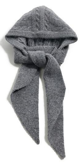 Hat Attack Hat Attack Cable Hooded Scarf Grey One