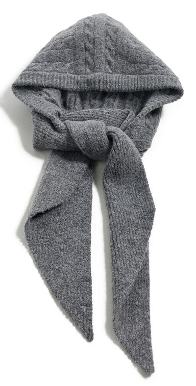 Hat Attack Hat Attack Cable Hooded Scarf Grey One