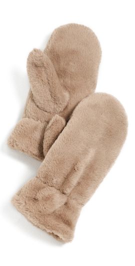 Hat Attack Hat Attack Faux Fur Mittens Taupe One
