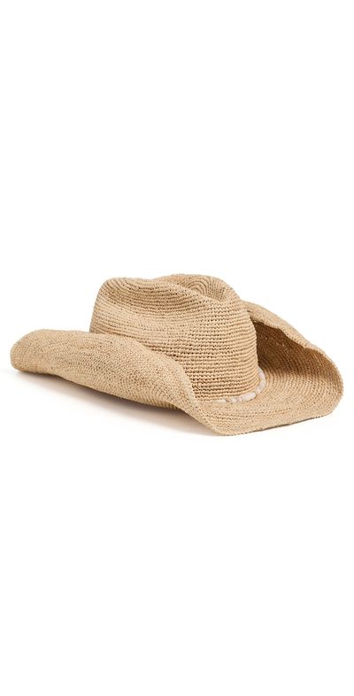 Hat Attack Hat Attack Raffia Crochet Cowboy Hat Natural/Neutral Bead One