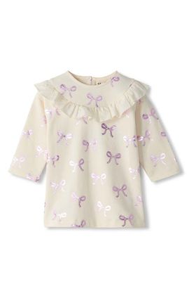 Hatley Hatley Kids' Foil Bows Ruffle Long Sleeve Cotton Blend Dress