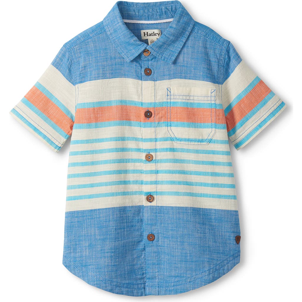 Hatley Hatley Kids' Fresh Stripes Short Sleeve Cotton Button-Up Shirt