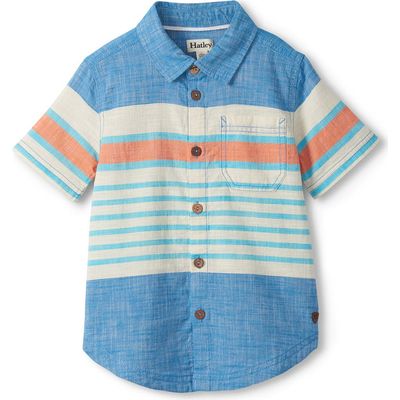 Hatley Hatley Kids' Fresh Stripes Short Sleeve Cotton Button-Up Shirt