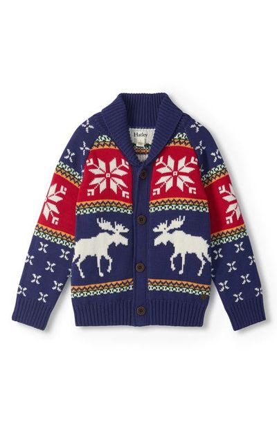 Hatley Hatley Kids' Holiday Moose Shawl Collar Cardigan