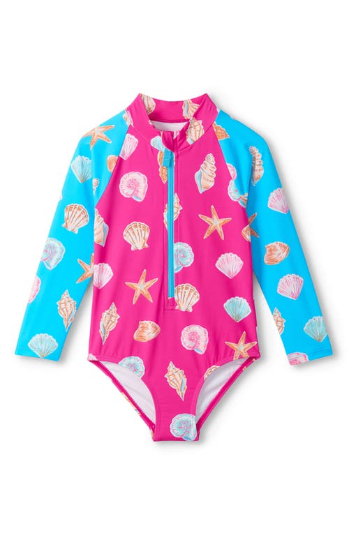Hatley Hatley Kids' Ocean Shells Long Sleeve One-Piece Rashguard Swimsuit