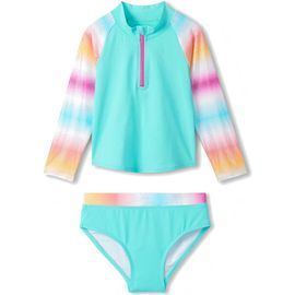 Hatley Hatley Kids' Turquoise Shimmer Long Sleeve Rashguard Two-Piece Swimsuit 