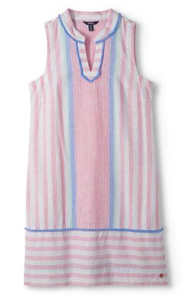 Hatley Hatley Marin Fringe Trim Sleeveless Linen & Cotton Shift Dress