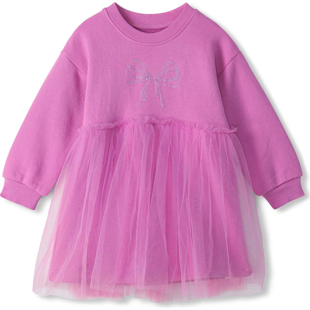 Hatley Hatley Violet Sequin Bow Detail Long Sleeve Cotton Dress