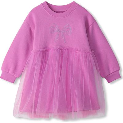 Hatley Hatley Violet Sequin Bow Detail Long Sleeve Cotton Dress